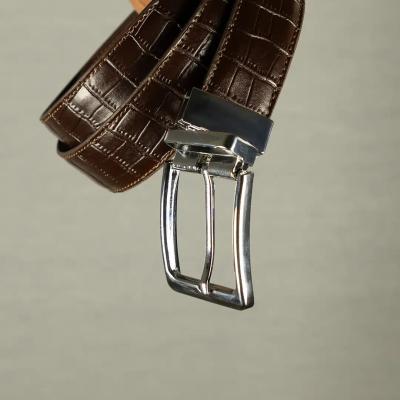 BRAVO - Reversible Leather Crocodile Skin Belt