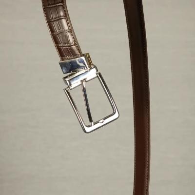 BRAVO - Reversible Leather Crocodile Skin Belt