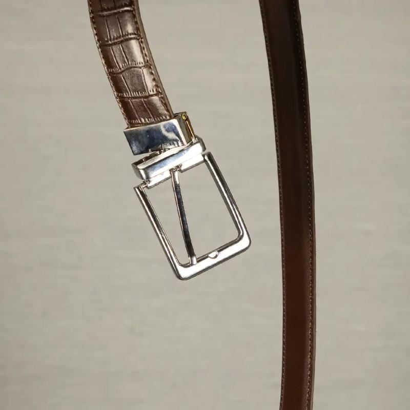 BRAVO - Reversible Leather Crocodile Skin Belt