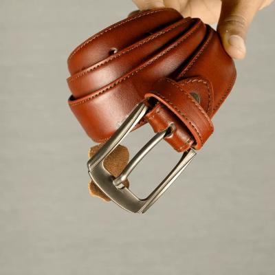 CLASSIC - Old Money Plain Leather Belt . color Tan