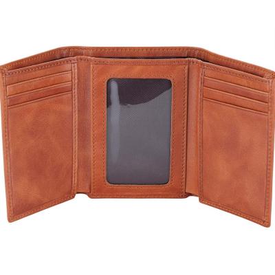 Trifold Genuine Leather Wallet Low MOQ High-Quality Multi Card Business Wallet