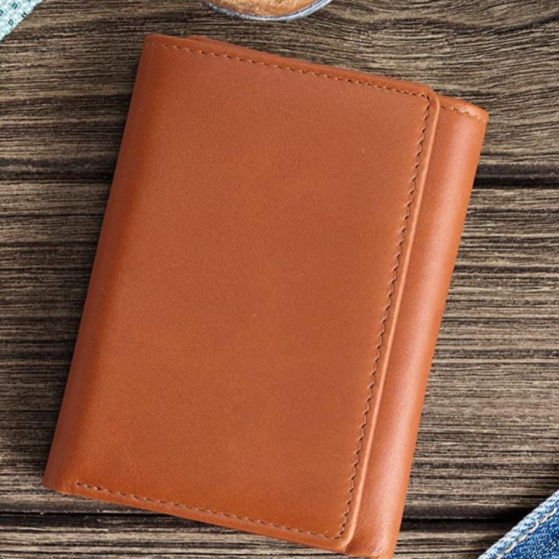Trifold Genuine Leather Wallet Low MOQ High-Quality Multi Card Business Wallet