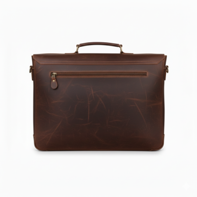 Dark Brown Leather Laptop Messenger Bag